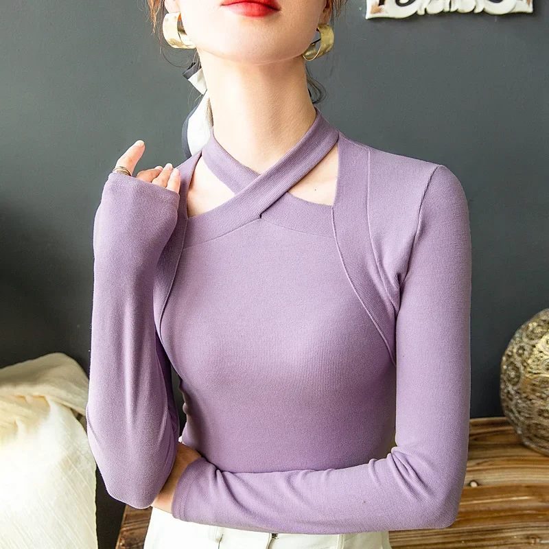 

High Quality 2023 Women Tops Hollow Out T-shirt Female Clothing Winter Autumn Sexy Crop Top Clothes Fashion Casual Blouse Y2k