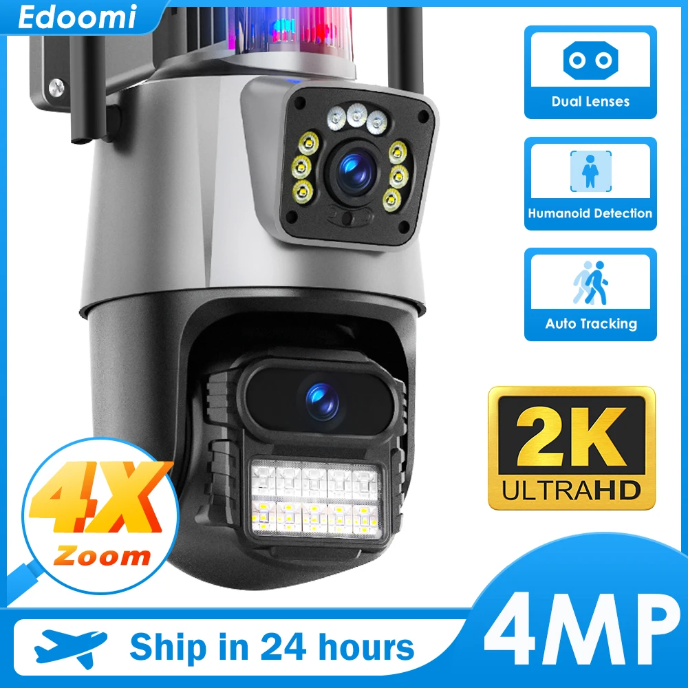 

2K 4MP PTZ WiFi Camera with Dual Screen Color Night Vision Outdoor Dual Lens Security IP Camera CCTV Surveillance Camera ICSEE
