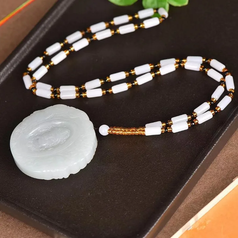 Натуральный нефритовый кулон Hetian модное универсальное ожерелье с подвеской из