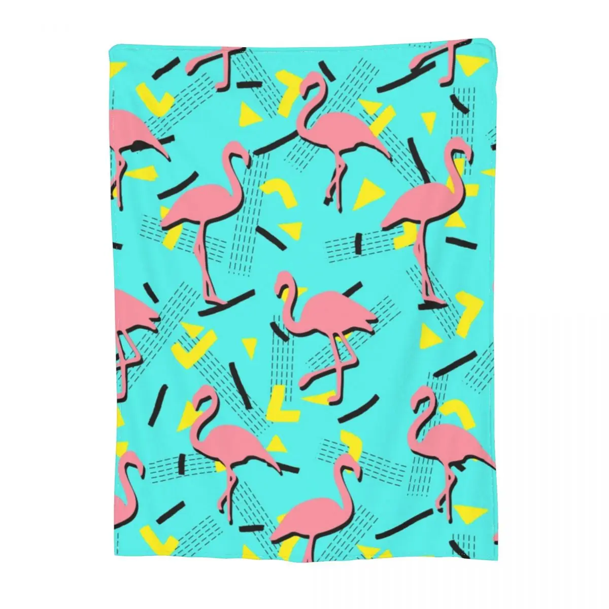 

Retro Memphis Blanket Pink Flamingo Print Funny Fleece Blanket Armchair Soft Fashion Bedspread