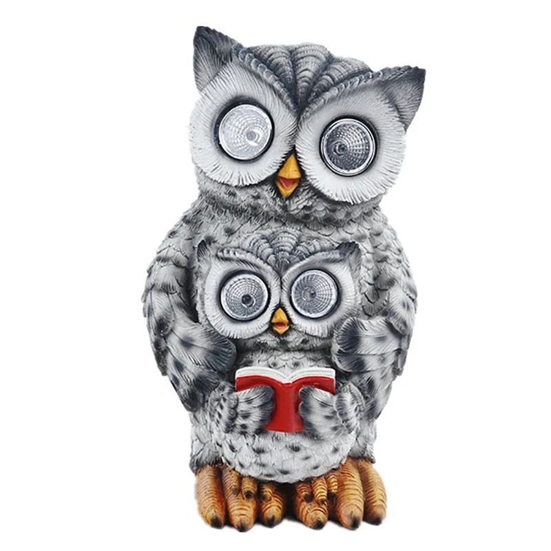 

Hot XD-Owl Solar Light Owl Resin Statues Modern Owl Shape Light Ornaments Sculptures Figurines For Owl Book Solar Light Craft