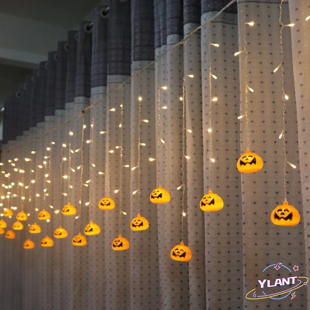 

Halloween Pumpkin LED String Lights 3.5M 5M AC220V Orange Pumpkin led curtain String lights for Christmas Garden Outdoors Decor