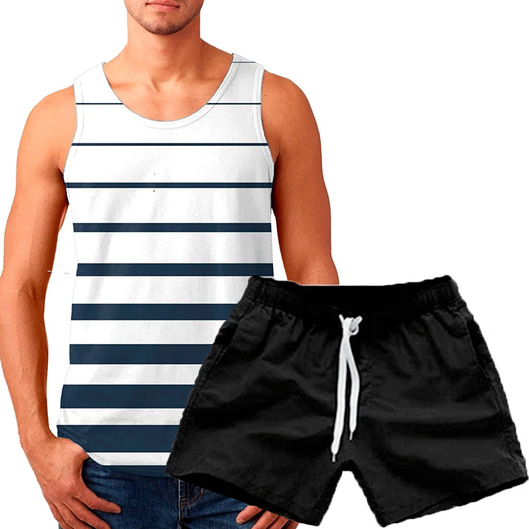 2023 summer new mens Camouflage Sleeveless vest+shorts 2-piece suit round neck slim underwaist Men's Sets Asian size