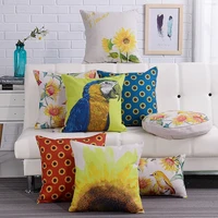 american style flower and bird thickened cotton linen printed cushion cover 45x45cm for sofa bedroom home decoration pillow case