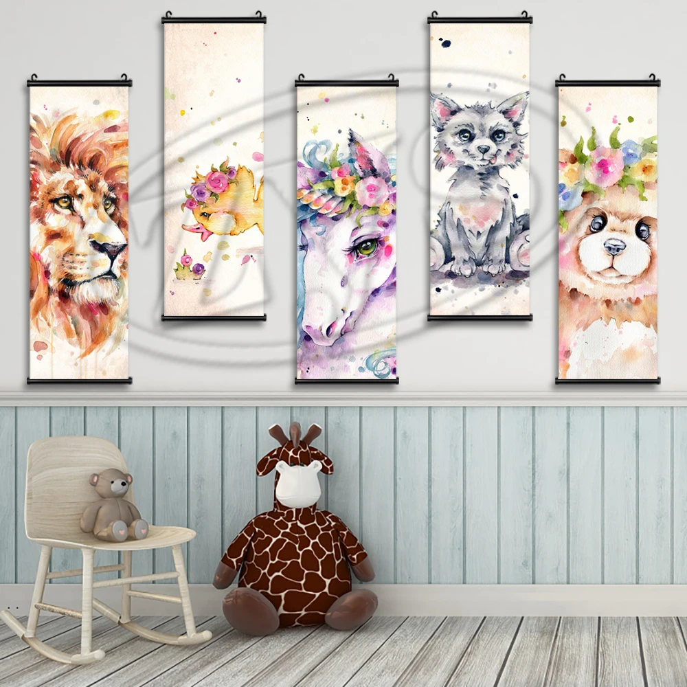 

Classic Water Colour Animals Poster HD Canvas Printing Paintings Hanging Scrolls Artwork Wall Picture Home Decoration Background