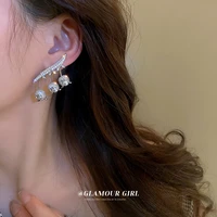 new fashion jewelry geometric earrings ear climber exquisite leaf stud earrings for women punk zircon tulip pendientes