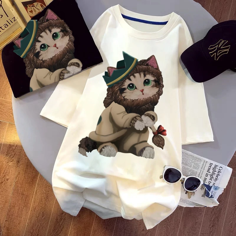 Женская футболка с коротким рукавом Свободный Топ из чистого хлопка круглым