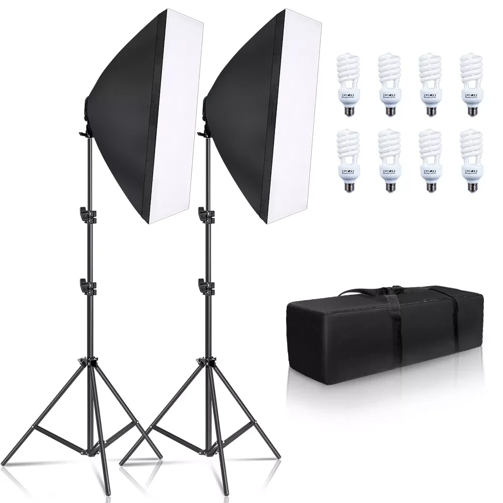 

Softbox Light Kit Four Lamp Holders Continuous Light System With E27 Photographic Bulb Accessories Photo Studio