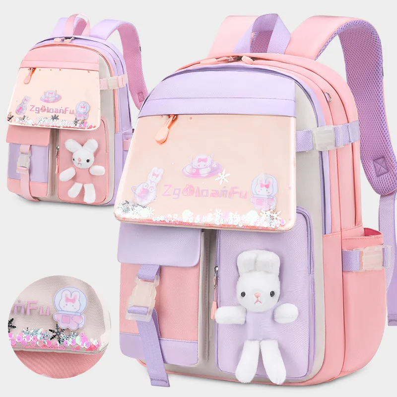

Новый высококлассный школьный рюкзак принцессы, водонепроницаемый износостойкий рюкзак, уменьшающий нагрузку, милый мультяшный детский ш...