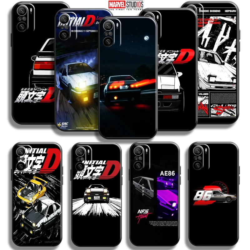 

Anime Initial D For Xiaomi Redmi K40 Pro Gaming Phone Case Coque Liquid Silicon Carcasa Black Silicone Cover