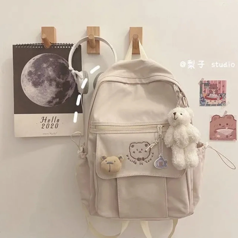 

Cute Canvas Backpacks Bags for Women Waterproof Multi-Pocket School Backpack for Student Female Girls Kawaii Bookbags Mochilas
