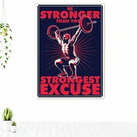 be stronger than you strongest excuse inspirational tapestry wall hanging painting fitness sports workout poster gym banner flag
