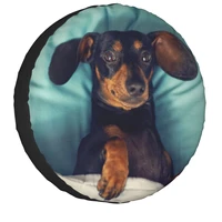 custom dachshund spare tire cover for jeep wrangler badger sausage the wiener dog rv car wheel protector 14 15 16 17 inch