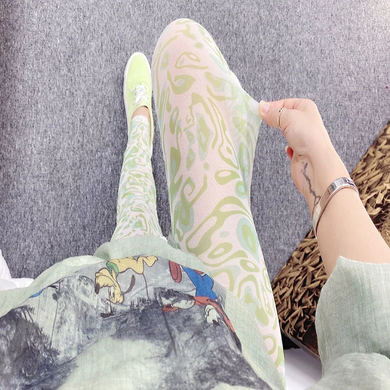 

Sexy Print See Through High Waist Print Women 's tights Pantyhose Super Stretch Leggings Stockings