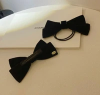 new velvet black retro fragrance home temperament bow girl hair accessories bangs clip