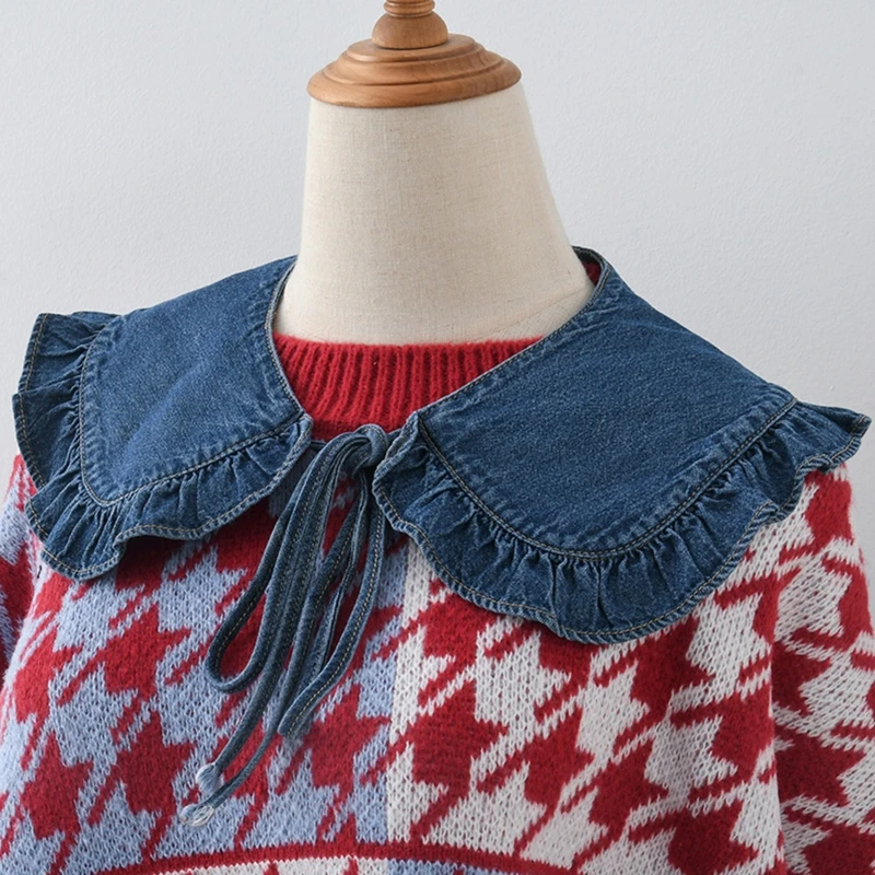 

Women False Collar Solid Color Detachable Ruffle Half Shirt Mini Cape for Girls