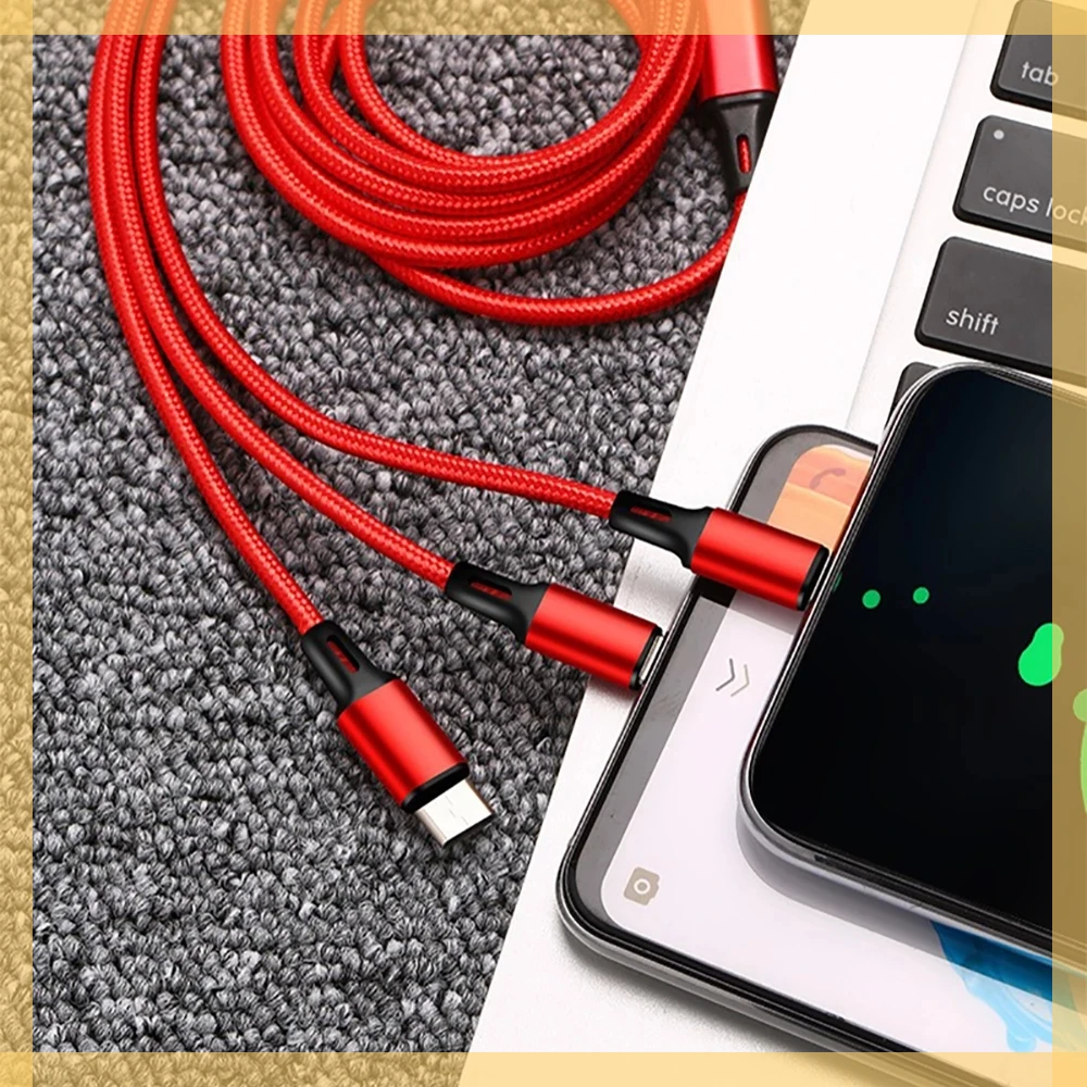 

3 In 1 Micro USB Type C Charger Cable Multi Usb Port Multiple Usb Charging Cord Usbc Mobile Phone Wire For Samsung