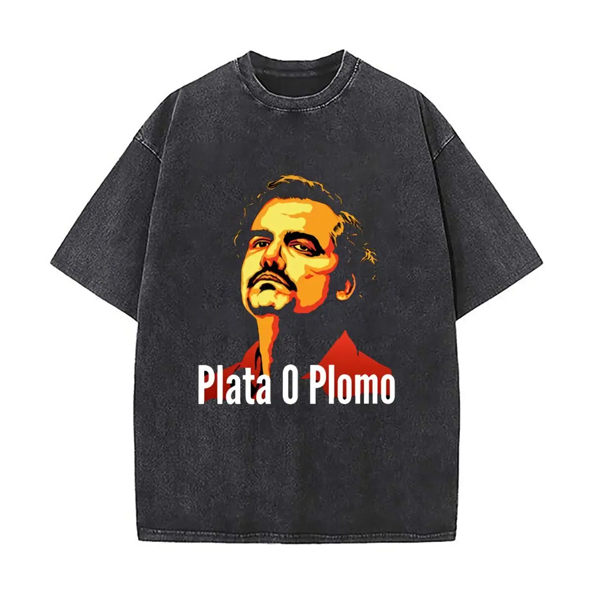 Фото Plata O Plomo, тематический дизайн с культовой фигурой, потертые потертые мешковатые уличные топы для парковых подвесок №1