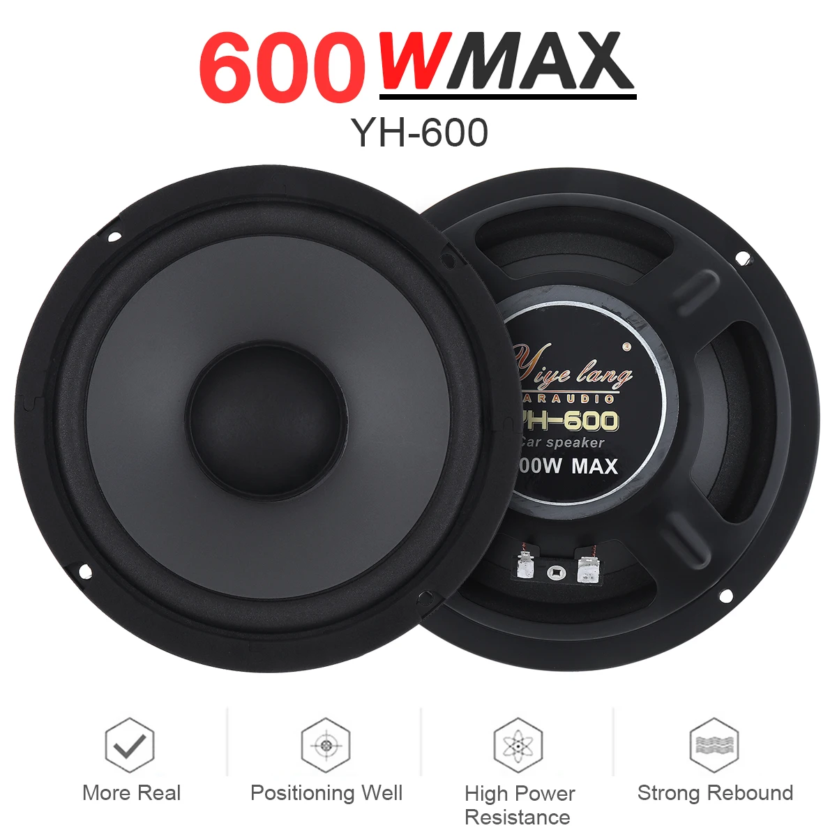 

1 / 2 Pcs 6 Inch Car HiFi Coaxial Speaker 2-Way Vehicle Door Auto Audio Music Stereo Full Range Frequency Suoofer Speakers