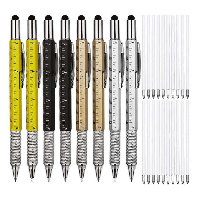 

8 шт. 6 в 1 многофункциональные шариковые ручки, Подарочный инструмент, ручка, персонализированный инструмент, ручка-гаджет, подарок для мужч...