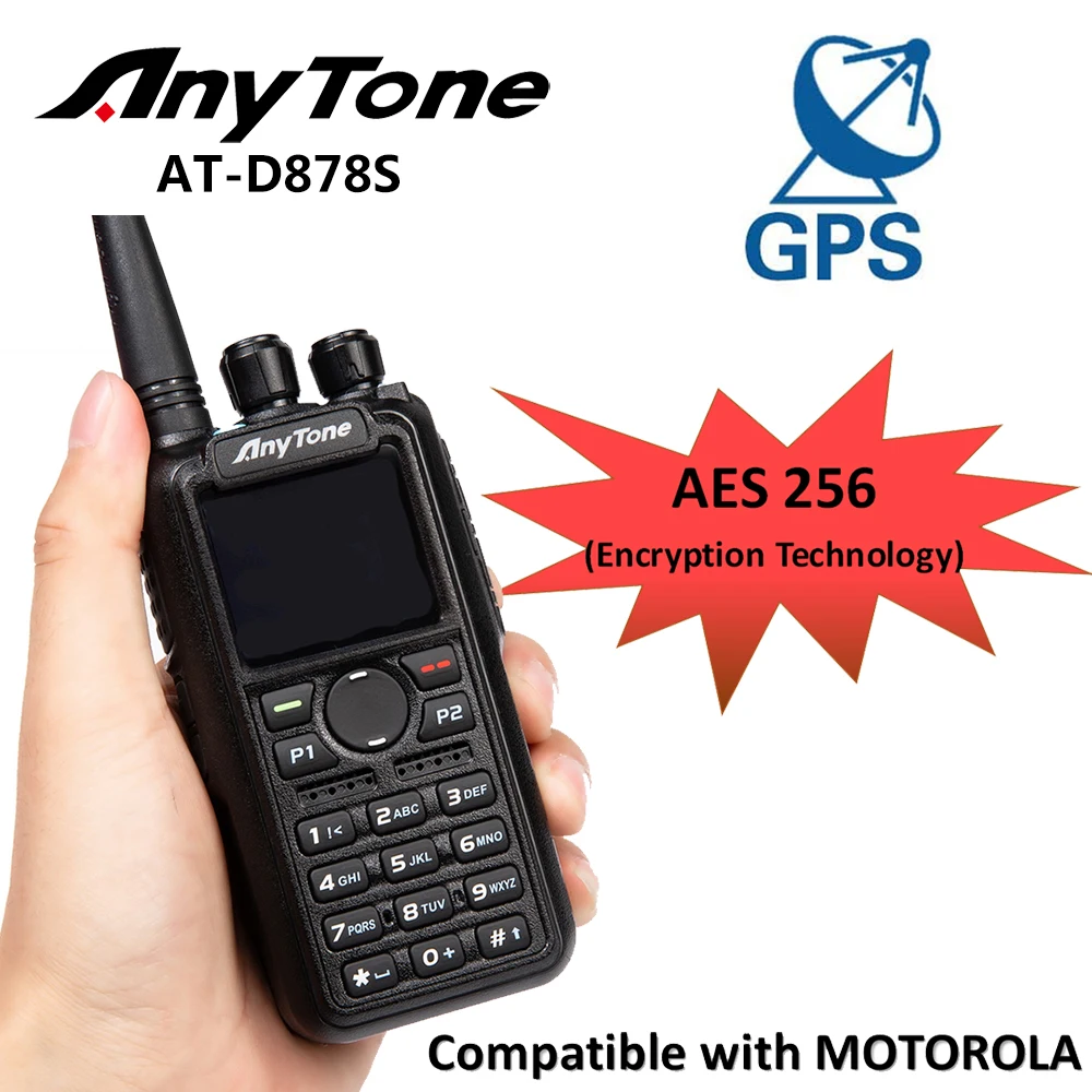 AnyTone UHF 400-480MHz Single Band Walkie Talkie AT-D878S Digital/Analog Two-Way Walkie Talkie GPS  DMR Portable Walkie Talkie