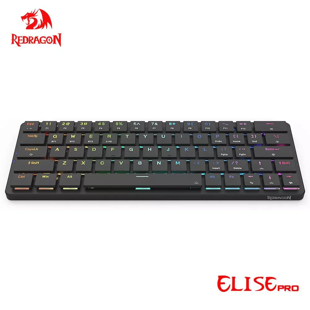 Сверхтонкая Механическая игровая клавиатура REDRAGON Elise Pro K624P RGB с USB и поддержкой Bluetooth, беспроводная 2,4G, 63 клавиши для компьютера и ПК