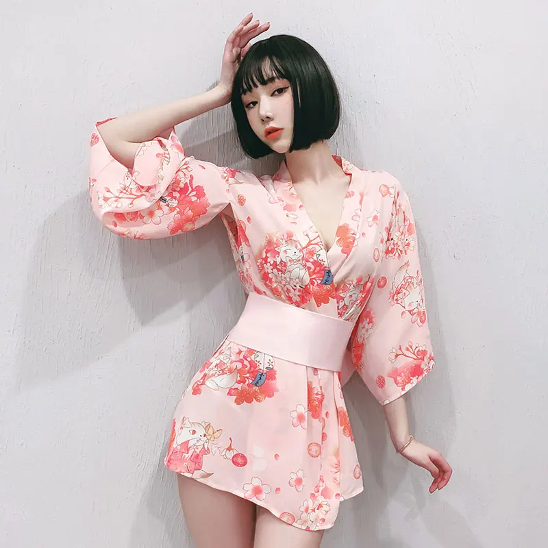 

Japanese Kimono Sexy Lingerie Cosplay Outfit For Women Traditional Robe Yukata Costumes Pajamas Soft Cosplay Clothing Uniform