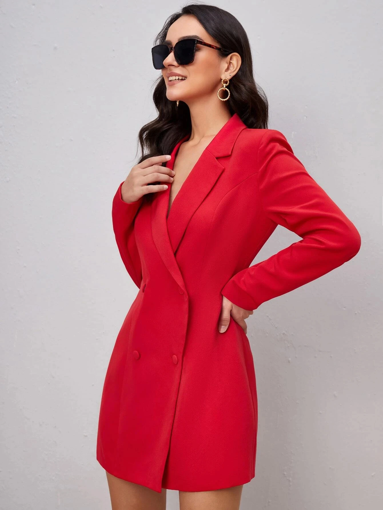 Double Breasted Blazer Dress Prom Party Lapel For Elegant Women