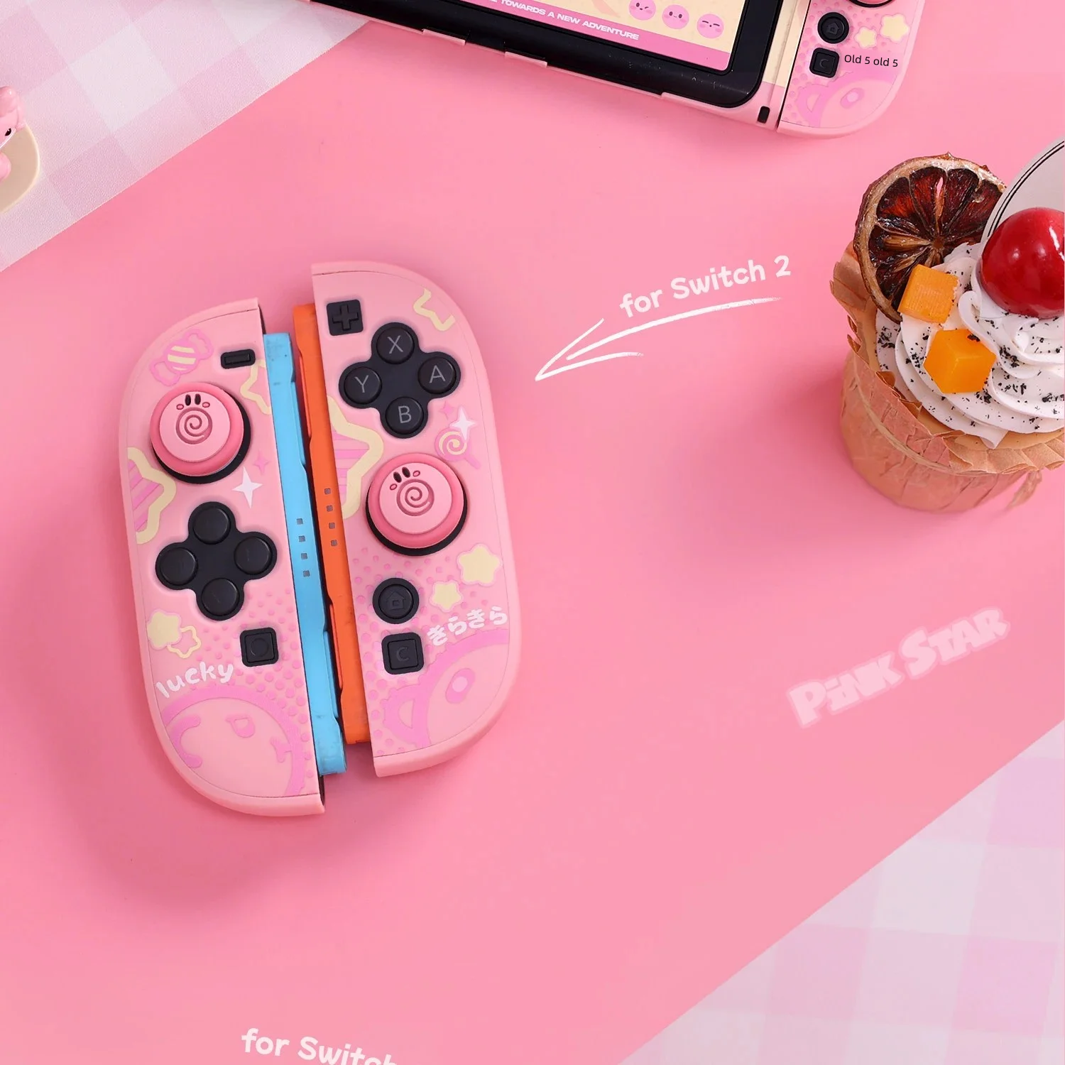Фото Защитный чехол IINE для Nintendo Switch 2 с дизайном «Розовая звезда» и милым чехлом для джойстика в виде свинки, аксессуары для игр NS2 №3