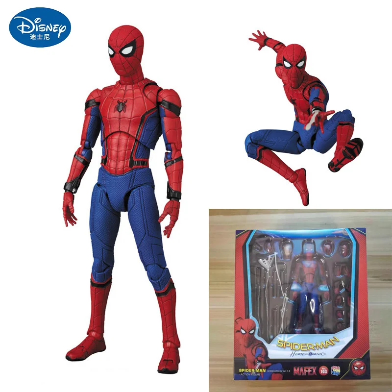 

Marvel Mafex Spider Man 103 Action Figure Spiderman Homecoming Deluxe Edition Multi-accessories Doll Model Toys Collection Gifts