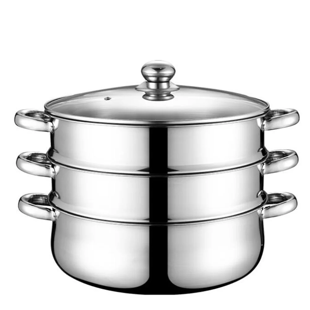 

Steamer Pot Cooking Steam Stainless Steel Cookware Pots Lid Set Soup Steaming Large Seafood Pan Vegetable Home Tall Dumpling