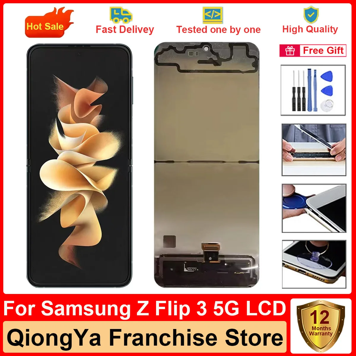 Протестированный 6 7-дюймовый дисплей AMOLED f711 для Samsung Galaxy Z Flip 3 5G F711 SM-F711F F711B F7110