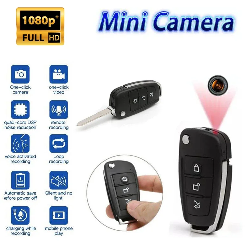 

1080P HD Mini Car Key Camera Secret Action Camera IR Night Vision Keychain Security Surveillance Camcorder DV DVR Video Recorder