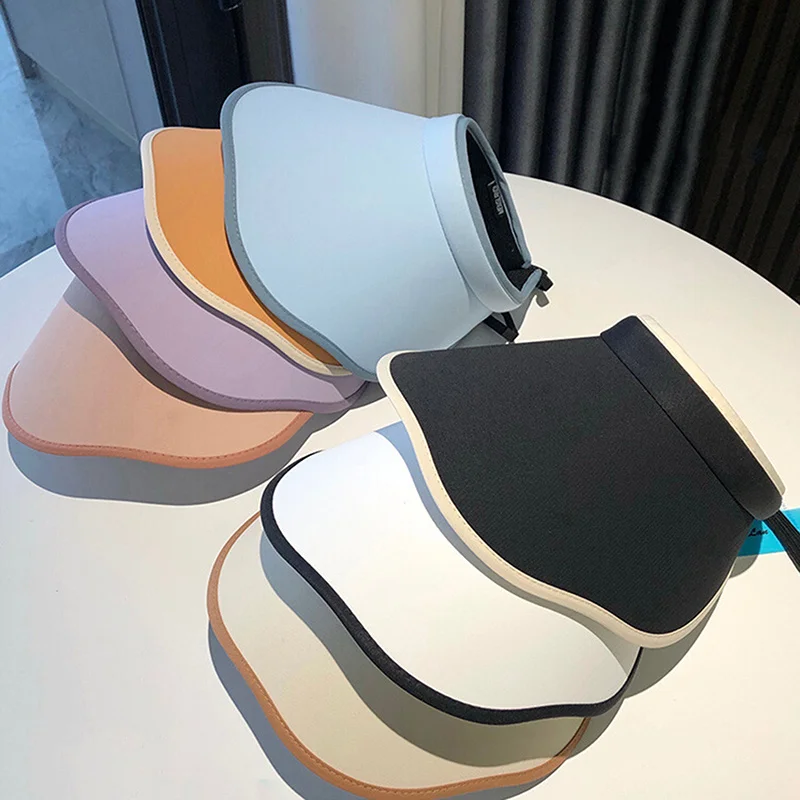 

2022 New Women's Summer Hat Geometry Fashion Beach Hat Bone Cap Women Summer Sun Visor Wide-Brimmed Hat Adjustable UV Protection