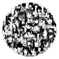 103050pcs new black and white anime female avatar sticker for luggage laptop ipad skateboard guitar gift car sticker wholesale