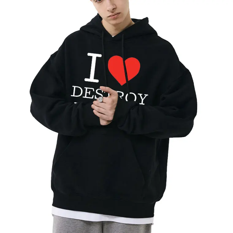 

I Love Destroy Lonely Graphic Hoodie Rapper Men Women Hip Hop Hooded Pullover Man Black Novelty Sweatshirt Playboi Carti Hoodies