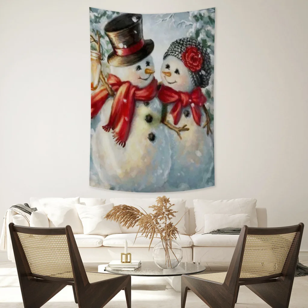 

Snowman Santa Claus hanging Cloth Background Fabric Ins Girl Room Decoration Dormitory Bedroom Wall Cloth Tapestry E Decor