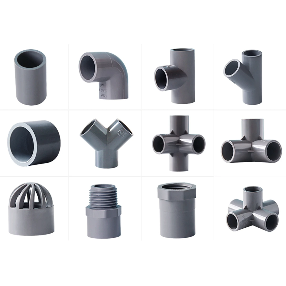 Gray ID 20/25/32mm PVC Pipe Connector PVC Straight Elbow Tee Joints Aquarium Pipe Fittings Home DIY Tube 3 4 5 6 Ways Joints