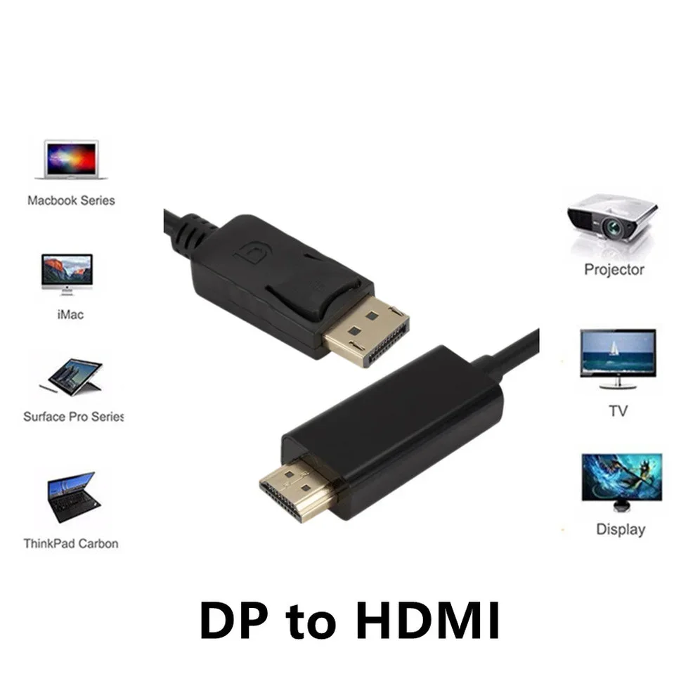 Кабель-преобразователь 1 8 м DisplayPort в HDMI-совместимый с портом дисплея 1080P кабель DP