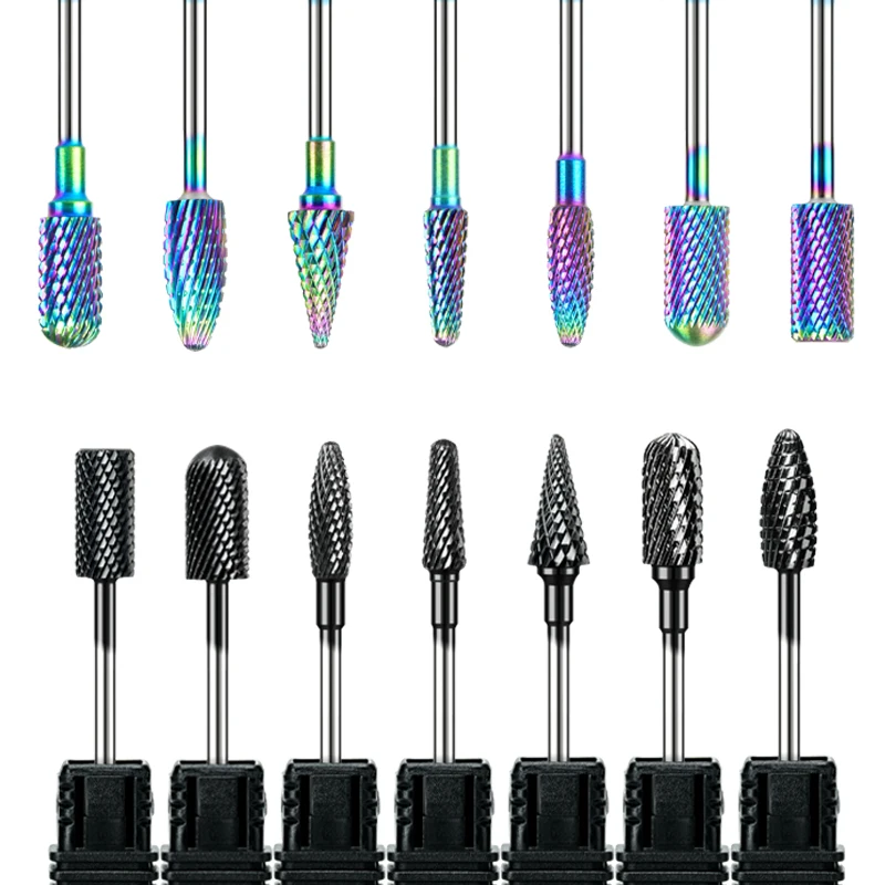 

22 Types Electric Nail Drill Bit Gel Polisher For Manicure Machine Accessory Rainbow Tungsten Carbide Steel Milling File Cutter