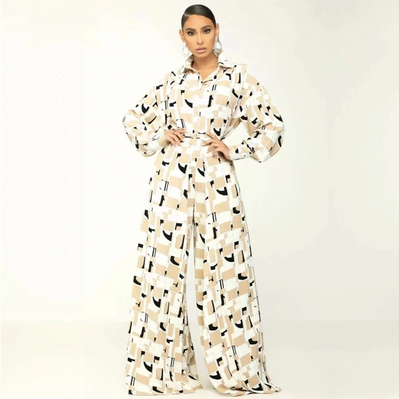 

Dashiki African Women Set Spring Long Sleeve Shirt Blouse Top And Pants Suits Outfits Fashion Office Lady Matching Sets Outfit