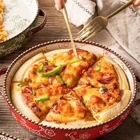 japanese cherry blossom hand painted ceramic tablewar cheese baked rice plate deep dish pizza binaural bake pan microwave