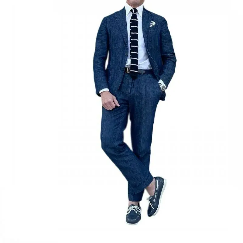 Джинсовые мужские костюмы по индивидуальному заказу 2 предмета облегающий
