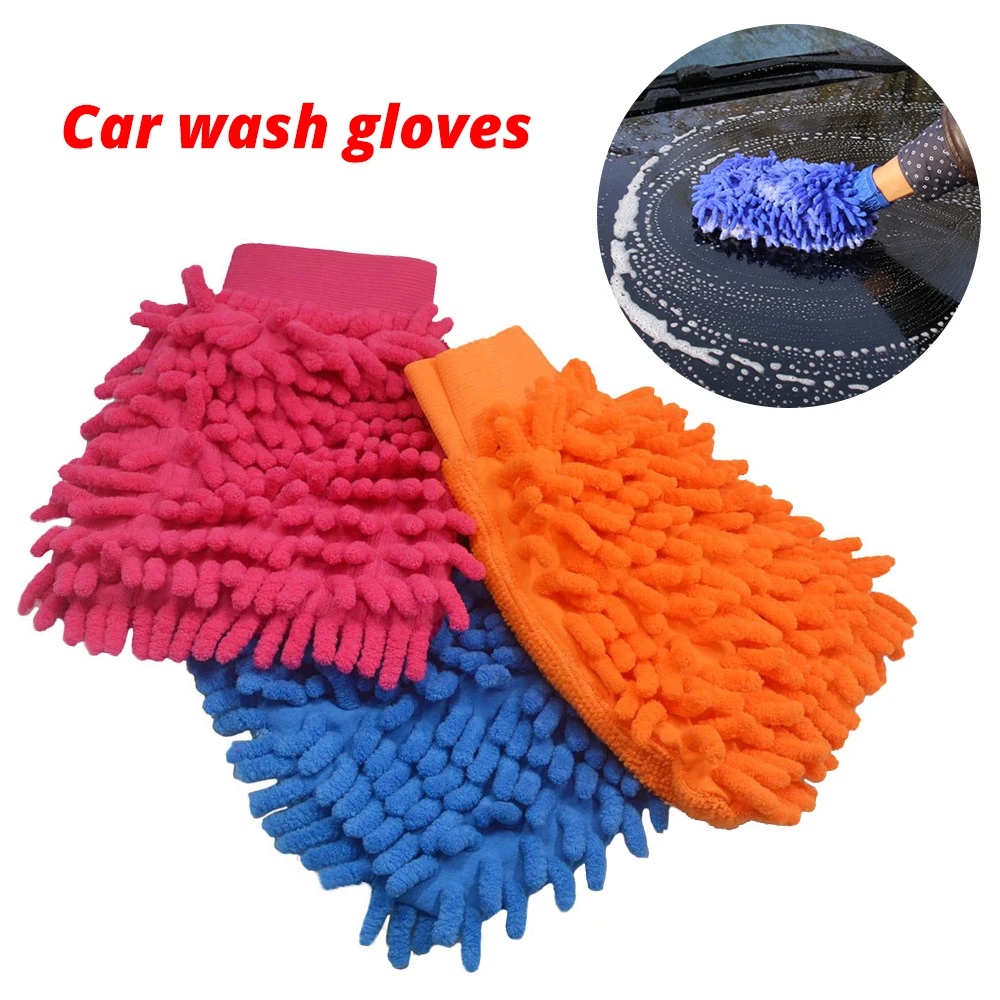 

Car Wash Chenille Coral Professional Microfiber Cleaning Gloves Motorcycle Home Details Plush Rag Does Not Damage The Paint