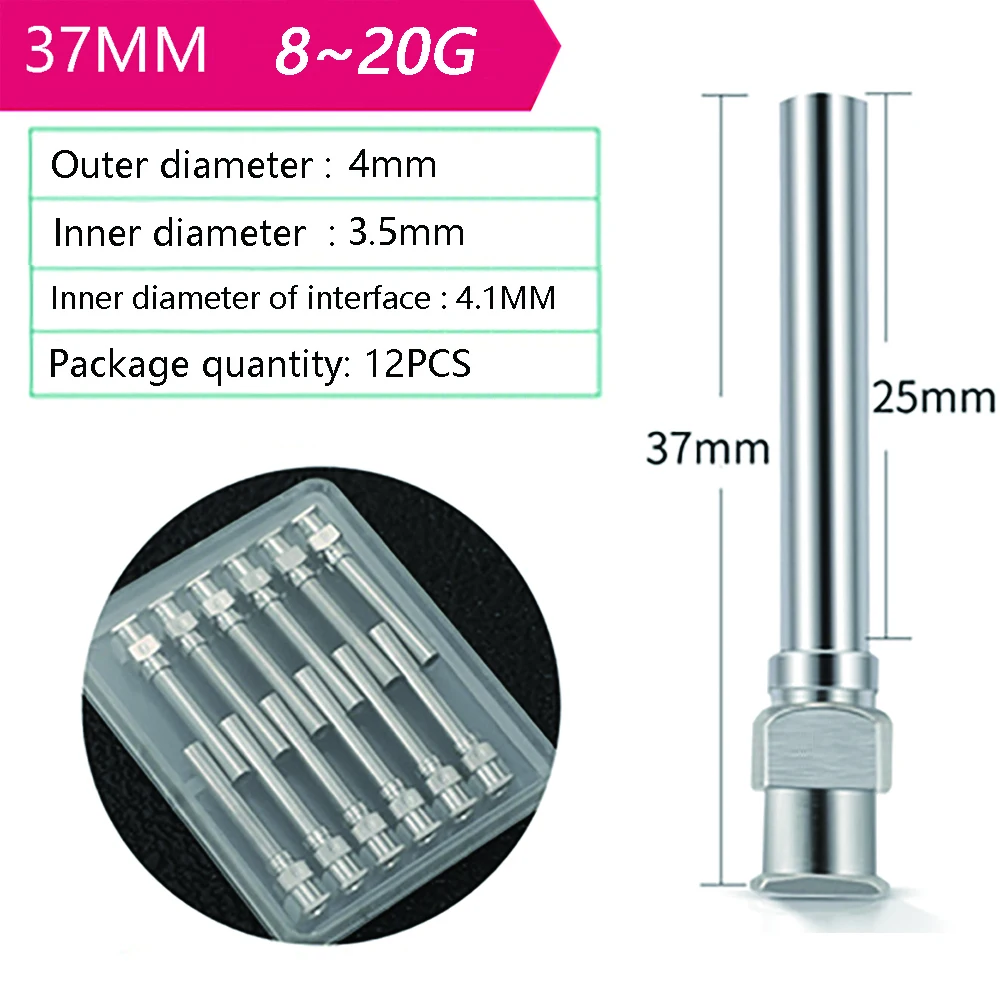 

12pcs 1 inch 37mm Stainless Steel Dispens Adhesive Syringe Tip Needle for Large Space Precision Dispensing Equipmen injection