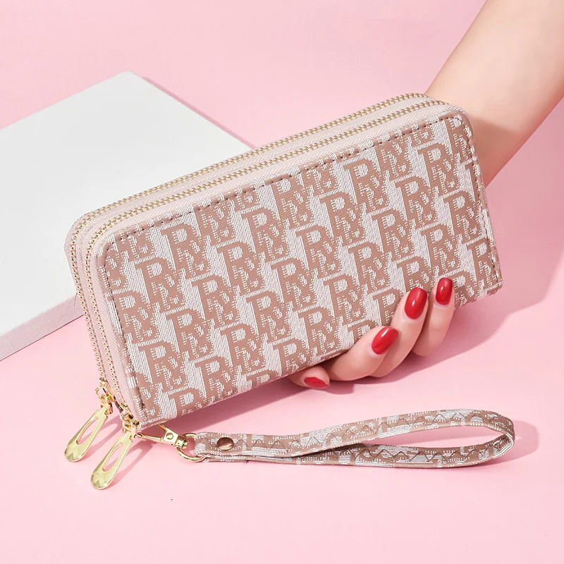 Wallet women's long 2021 new mobile phone bag women's fashion frosted large capacity women's double zipper handbag