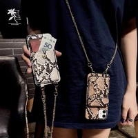 luxurious snakeskin crossbody card slot phone case for iphone 13 12 11 pro x xs xr max 7 8 plus card holder lanyard cover shell