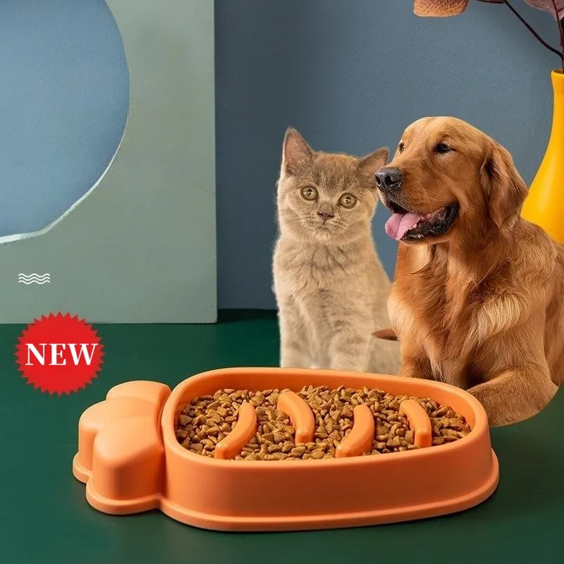 

Pet Slow Feeder Dog Bowl Anti-choking Cat Food Bowls Carrot Shape Anti-splash Easy Cleaning Orange Four Colors Pet Supplies