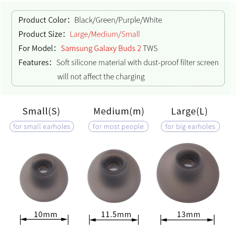 Фото 6 шт., силиконовые насадки для наушников Samsung Galaxy Buds 2 №2
