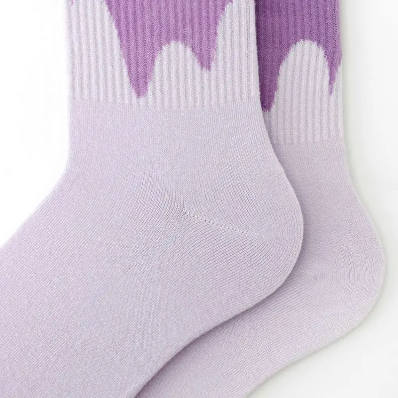 3 Pairs Women's Cotton Socks Gradient Colors Sports Socks Harajuku Fashion Man's Knitting Rib Skateboard Crew Socks Casual Soft